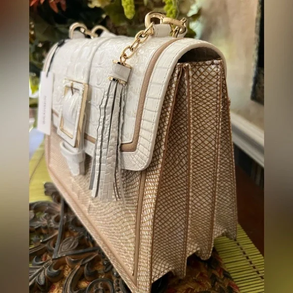 Brahmin Hallie Satchel in Sea Salt Colada. Includes the strap,cards,and dust bag - Picture 3 of 14